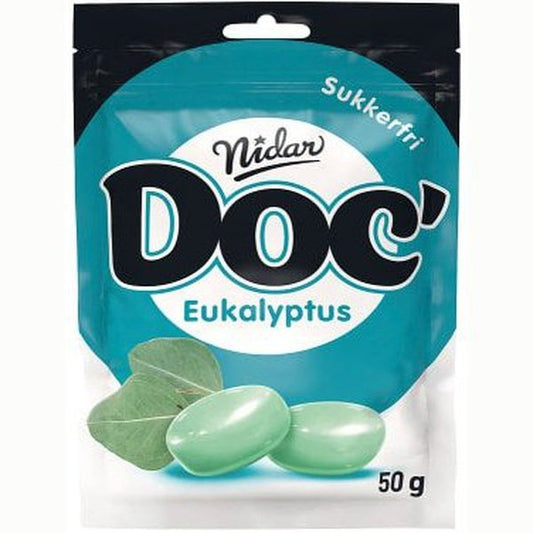 Nidar Doc' Halslinser Eukalyptus Sugar free (50 grams) Norwegian Foodstore