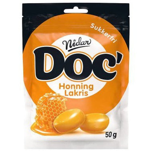 Nidar Doc' Halslinser Honney and Licorice (50 grams) Norwegian Foodstore