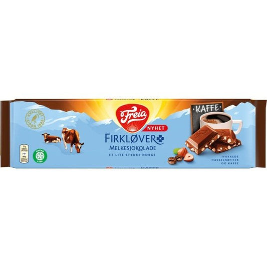 Freia Milk chocolate with hazelnuts & coffee 200 gram (Firkløver med kaffesmak) Norwegian Foodstore
