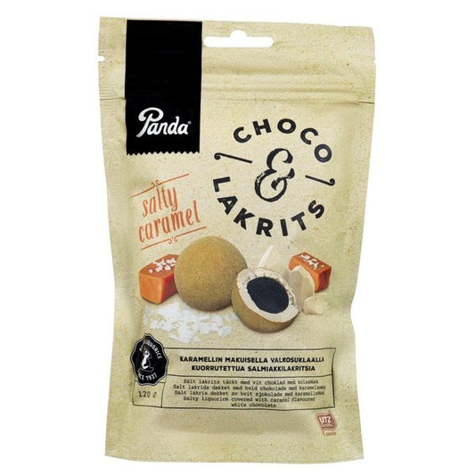 Panda Choco & Liquerice salty caramel (Sjokolade & Lakris salt karamell) 120 grams Norwegian Foodstore